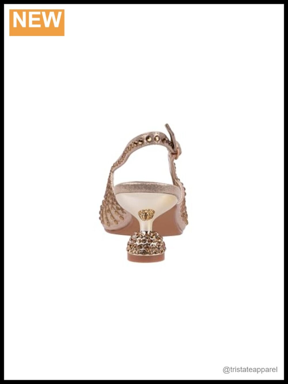 Mesh Rhinestone Heel Slingback Sandals - Picture 4 of 5